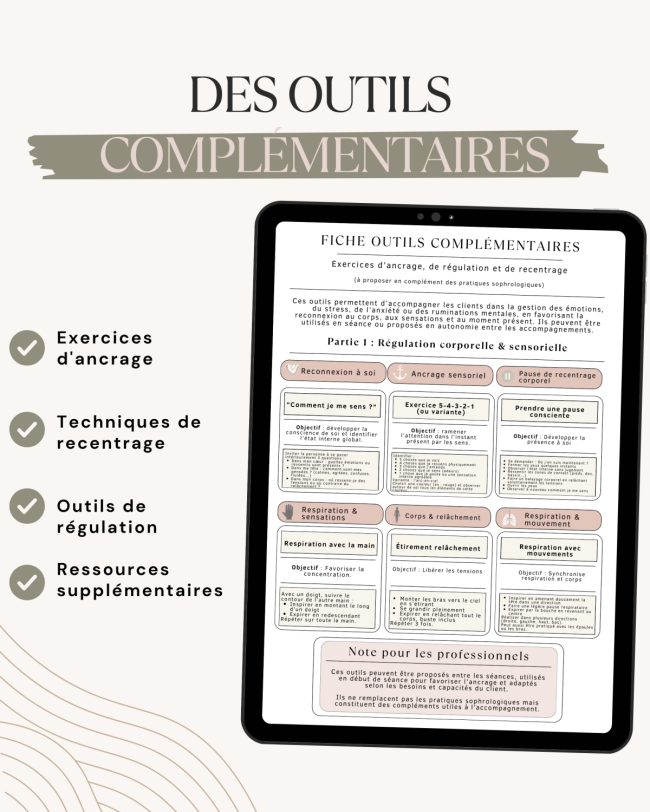 Pack de fiches professionnelles pour sophrologues